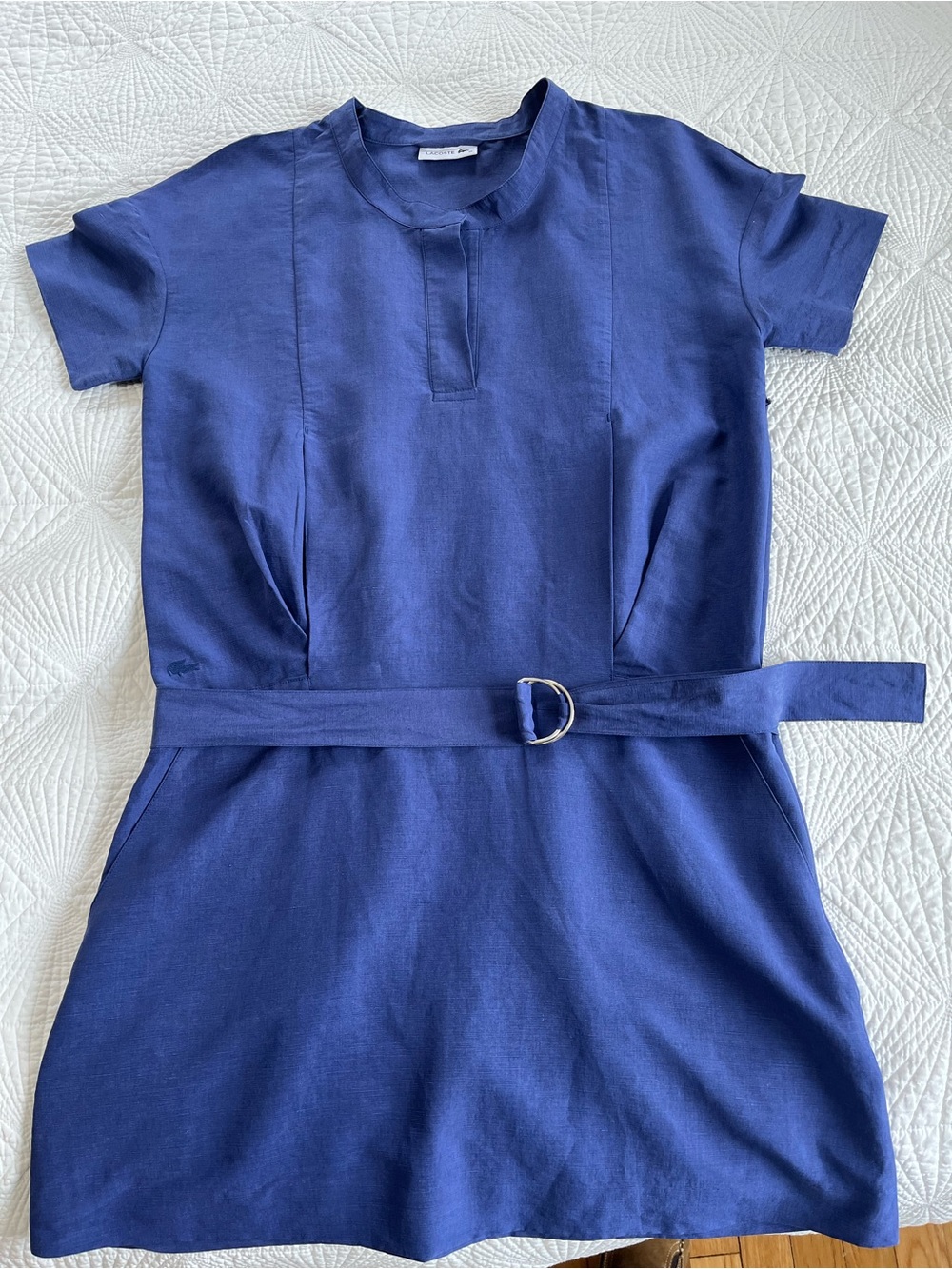 Lacoste women’s Short Sleeve Blue Belted Dress
